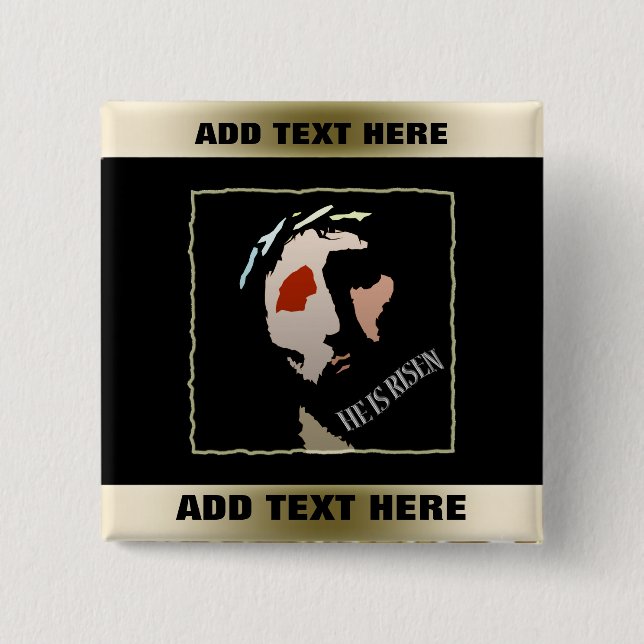 Religious Easter Jesus | Bible Verse He Is Risen 15 Cm Square Badge (Front)