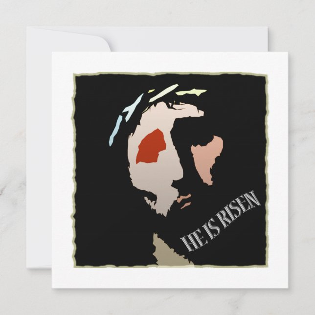 Religious Easter Jesus Bible Verse Quote Risen Invitation (Front)