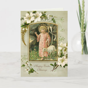 Religious Easter Jesus Lamb Prayer Holiday Card