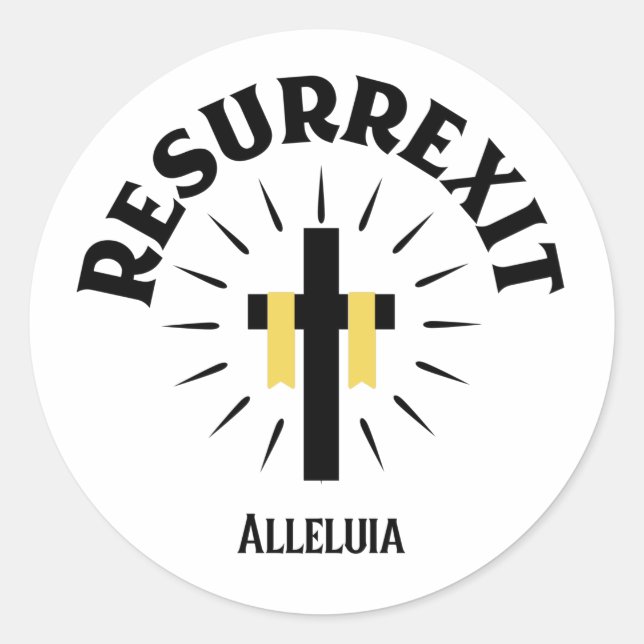 Religious Easter Latin Resurrexit He Is Risen Classic Round Sticker (Front)