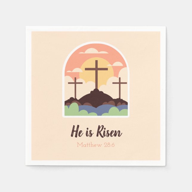 Religious Easter Napkins - Cream Cross Christian (Front)
