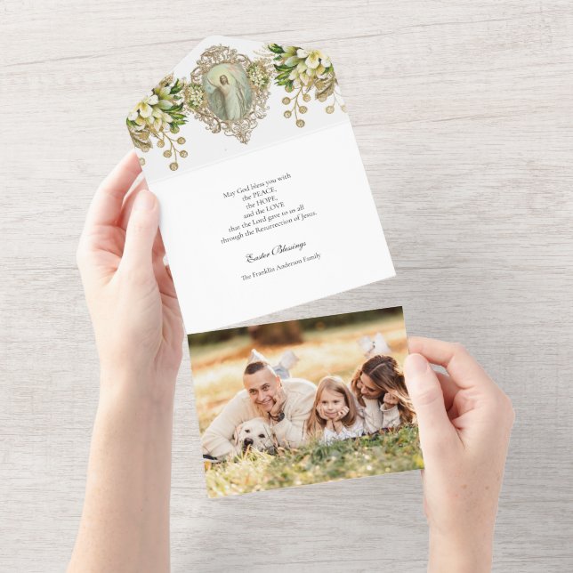 Religious Easter Photo  Resurrection Prayer  All In One Invitation (Tearaway)