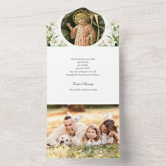 Religious Easter Photo  White Lilies Prayer  All In One Invitation (Inside)