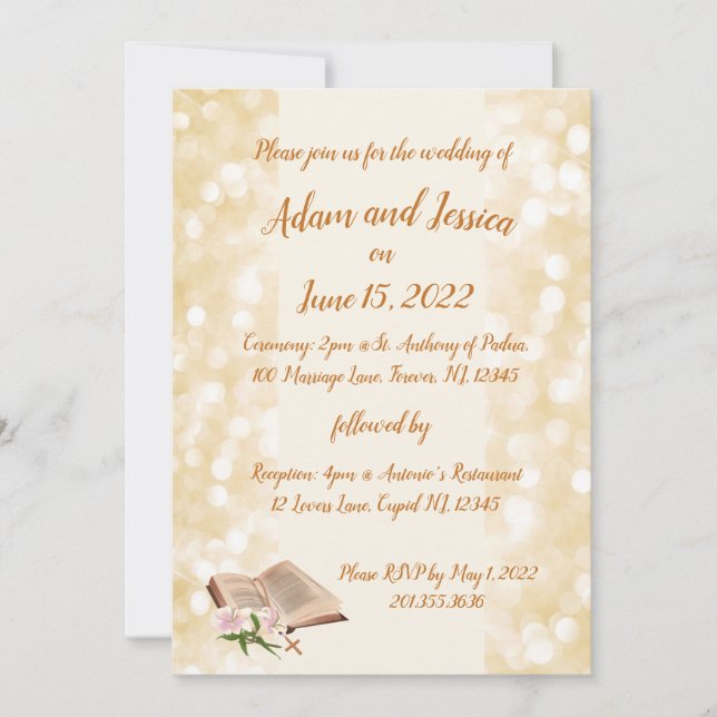 Religious Elegeant Classic Gold Design Wedding  Invitation (Front)