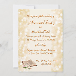 Religious Elegeant Classic Gold Design Wedding  Invitation