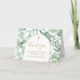 Religious Eucalyptus greenery Thank you card