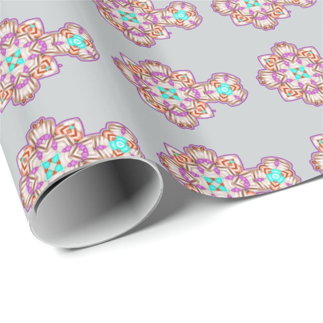 Religious Event Ornate Colourful Crucifix Design Wrapping Paper (Roll Corner)