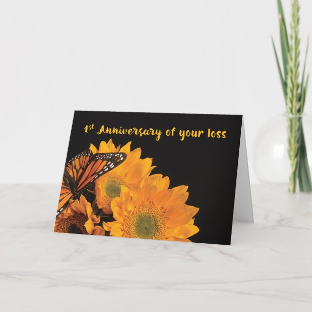 Religious First Anniversary of Loss Butterfly Card (Front)