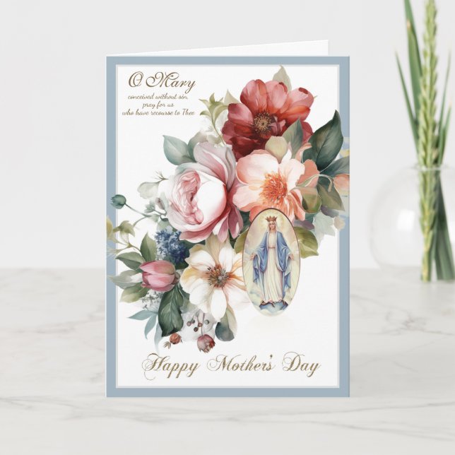 Religious Floral Mothers Day Prayer Card (Front)