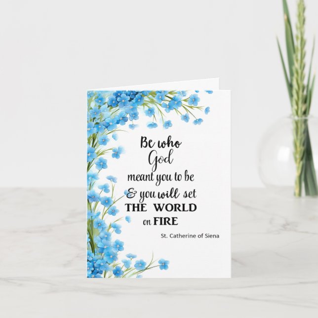 Religious Floral St. Catherine of Siena Quote Card (Front)