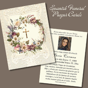 Religious Funeral Crucifix Floral Wreath  Card