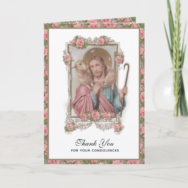 Religious Funeral Jesus Sympathy Prayer Thank You Card (Front)