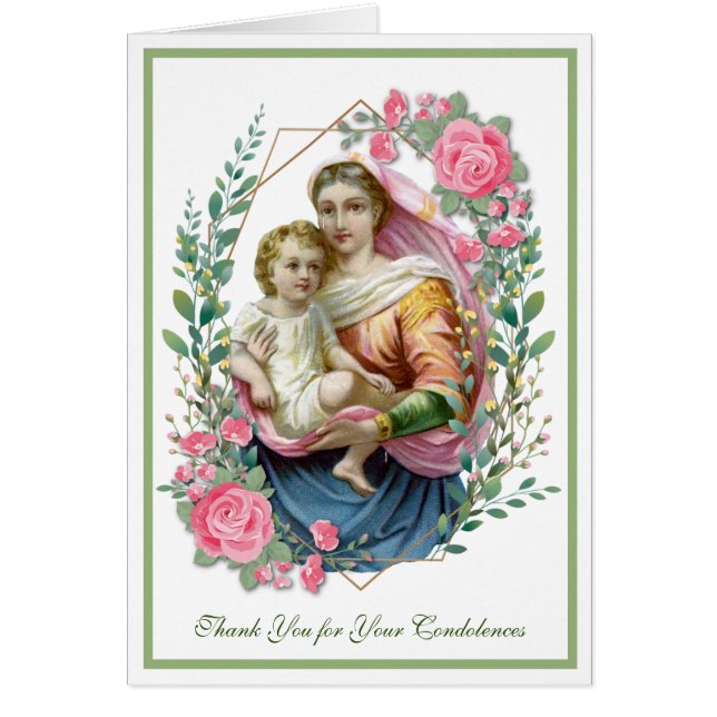 Religious Funeral Sympathy Virgin Mary Thank You (Front)