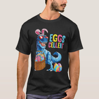 Religious Funny S Of Dino In Bunny Cap Eggs Basket T-Shirt