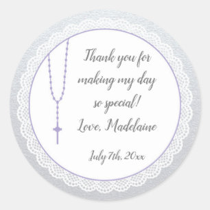 Religious Gift Favour Label Girl Lavender Rosary