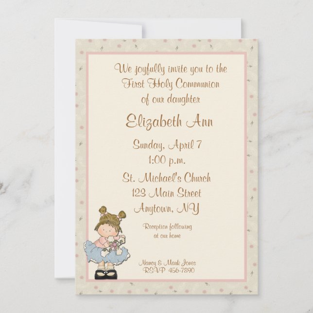 Religious Girl Cross Invitation (Front)