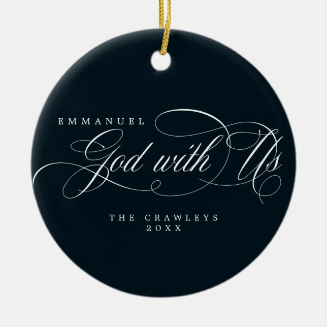 Religious God With Us Family Photo Ceramic Tree Decoration (Front)