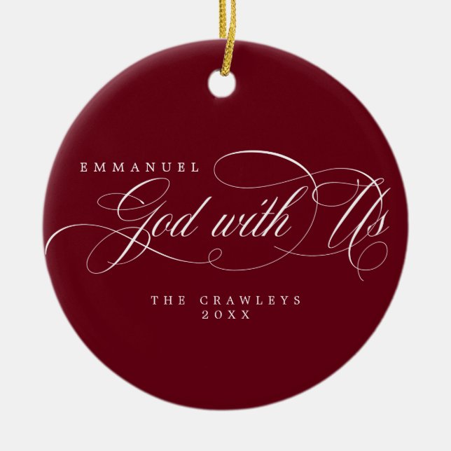 Religious God With Us Family Photo Ceramic Tree Decoration (Front)