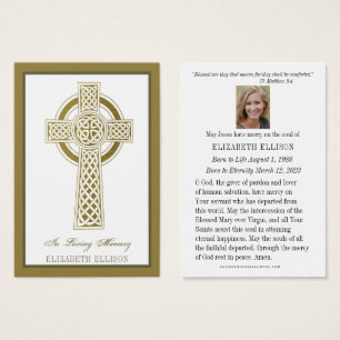 Religious Gold Celtic Cross  Funeral Prayer Card
