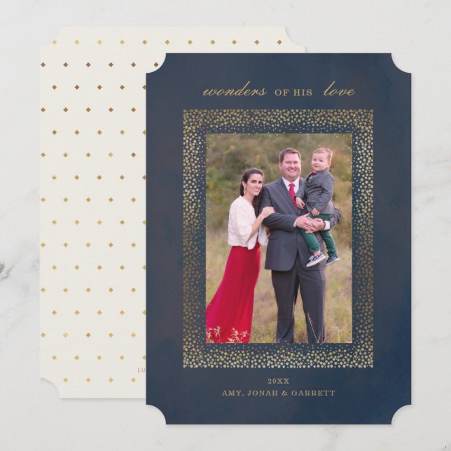 Religious Gold Christmas Photo Card (Front/Back)