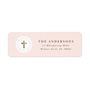 Religious gold cross faux foil return address