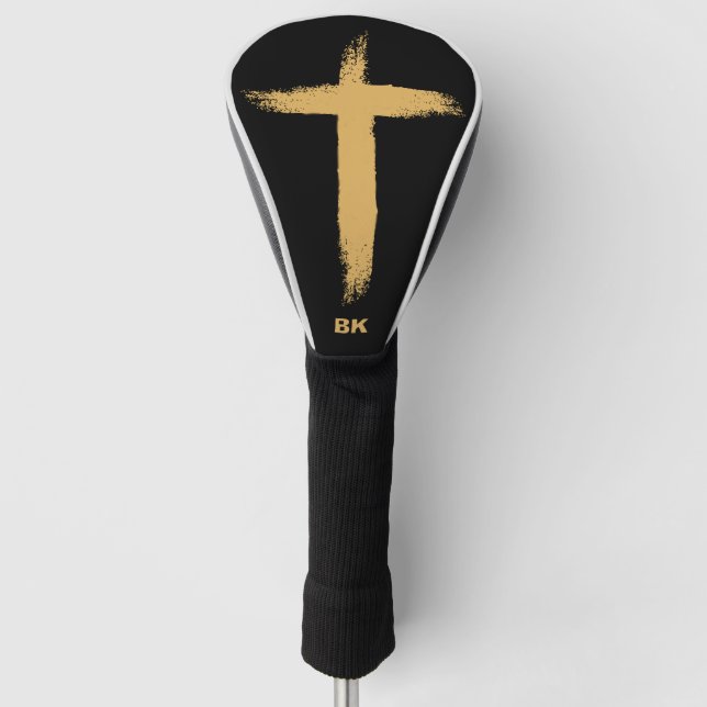 Religious Gold Cross Golf Head Cover (Front)