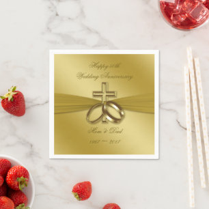 Religious Golden 50th Anniversary Paper Napkins