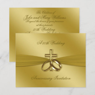 Religious Golden 50th Wedding Anniversary Invite
