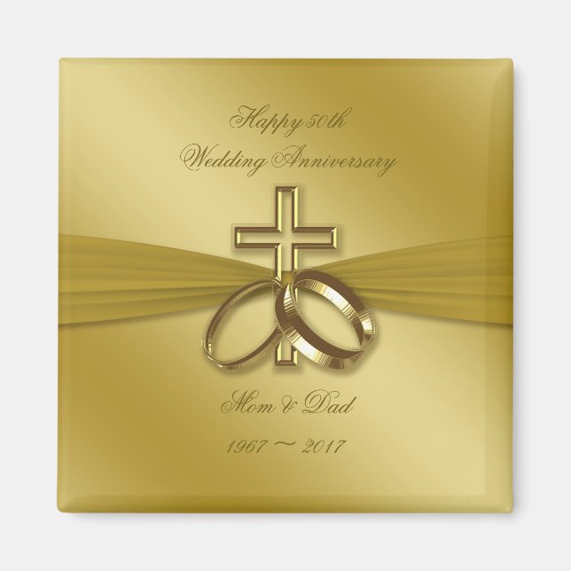 Religious Golden 50th Wedding Anniversary Magnet (Front)