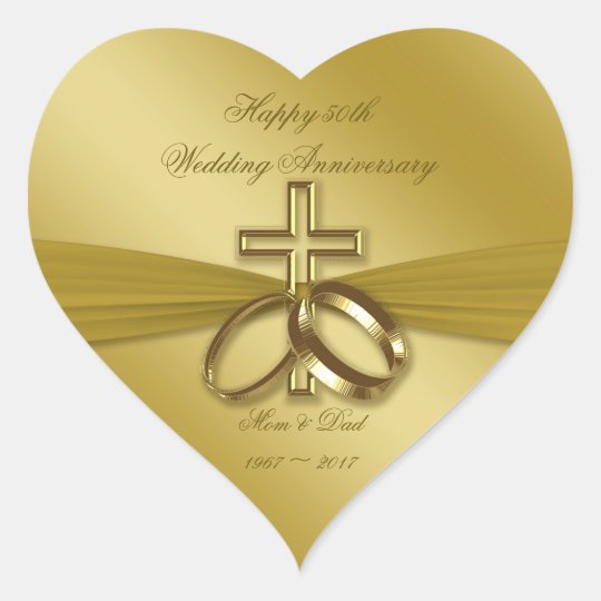 Religious Golden 50th Wedding Anniversary Sticker Zazzle Co Uk