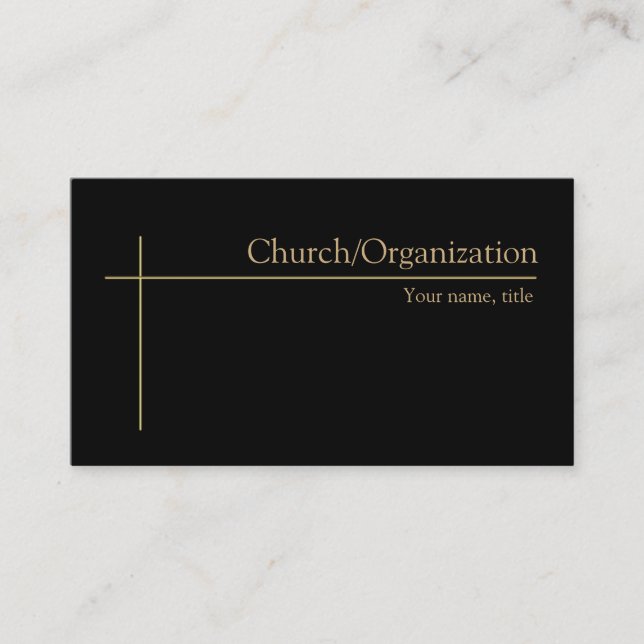 Religious Golden Cross Church Pastor Minimalist Business Card (Front)
