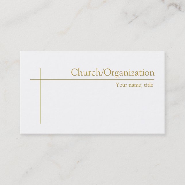Religious Golden Cross Church Pastor Minimalist Business Card (Front)
