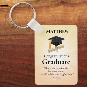 Religious Graduation Custom Name Golden Starburst Key Ring
