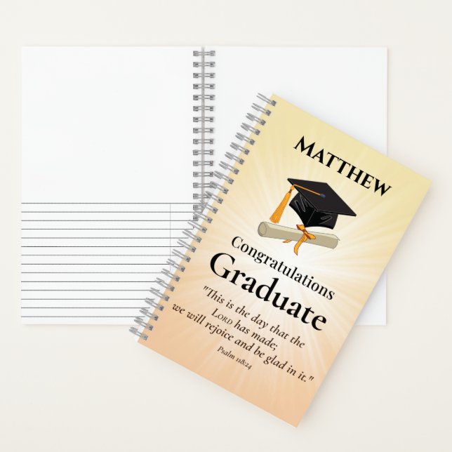Religious Graduation Custom Name Golden Starburst Notebook (Inside)