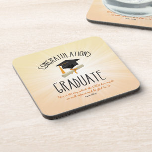 Religious Graduation Gold Starburst with Black Cap Coaster