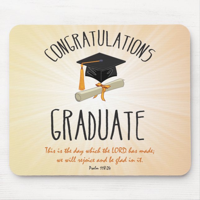 Religious Graduation Gold Starburst with Black Cap Mouse Mat (Front)
