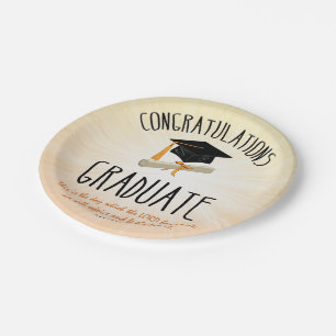 Religious Graduation Gold Starburst with Black Cap Paper Plate