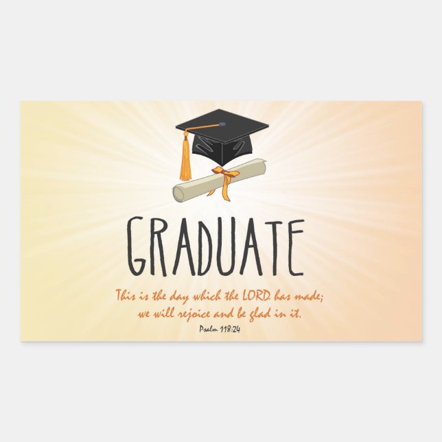 Religious Graduation Gold Starburst with Black Cap Rectangular Sticker (Front)