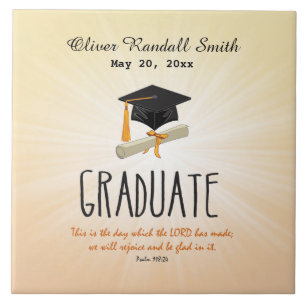 Religious Graduation Gold Starburst with Black Cap Tile