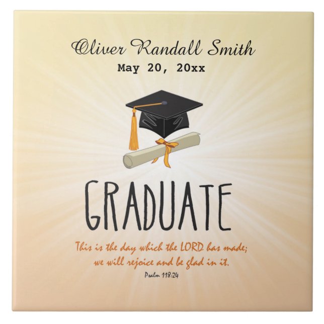Religious Graduation Gold Starburst with Black Cap Tile (Front)