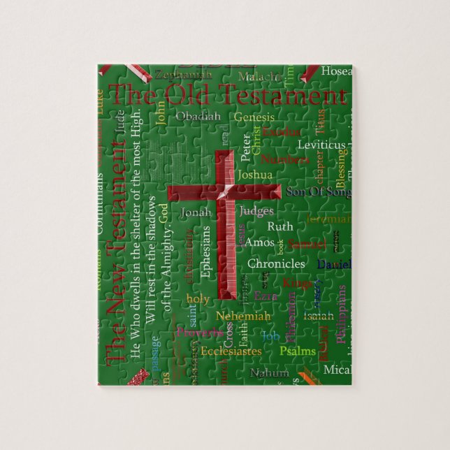 Religious green word cloud jigsaw puzzle (Vertical)