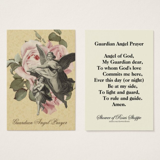 Religious Guardian Angel Prayer Vintage Holy Card (Front & Back)