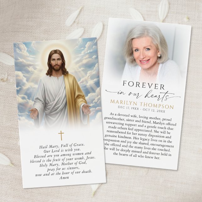 Religious Hail Mary Prayer Jesus Funeral Card (Creator Uploaded)