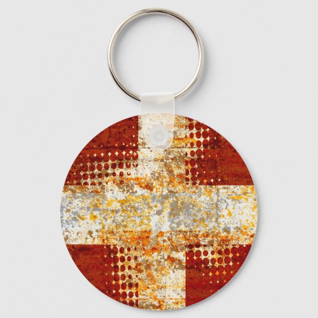 Religious halftone cross key ring (Front)