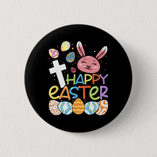 Religious Happy Easter Bunny Rabbit Eggs Jesus Cro 6 Cm Round Badge
