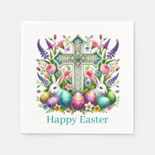 Religious Happy Easter Cross  Napkin