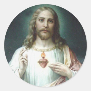 Religious Heart of Jesus Prayer Vintage  Classic R Classic Round Sticker
