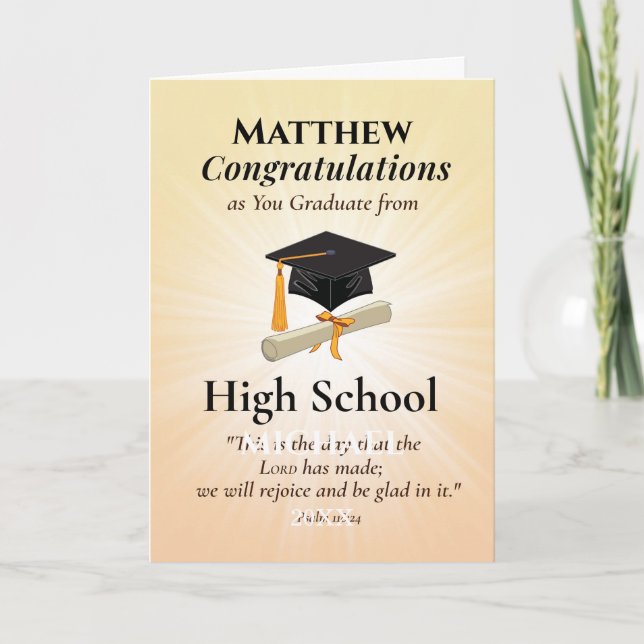 Religious High School Graduation Name Starburst Card (Front)