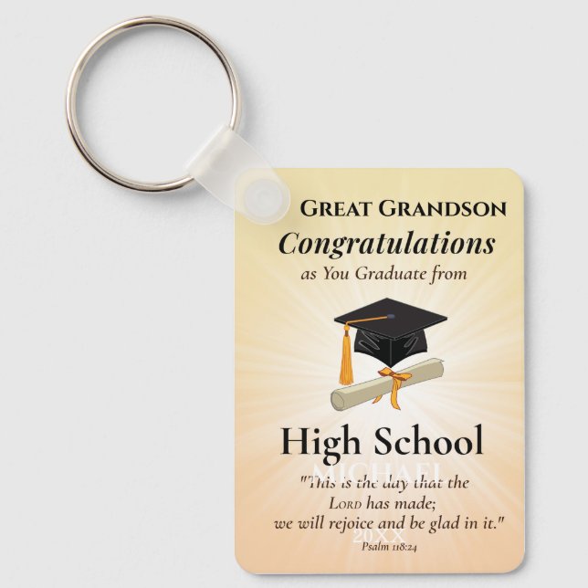 Religious High School Graduation Name Starburst Key Ring (Front)