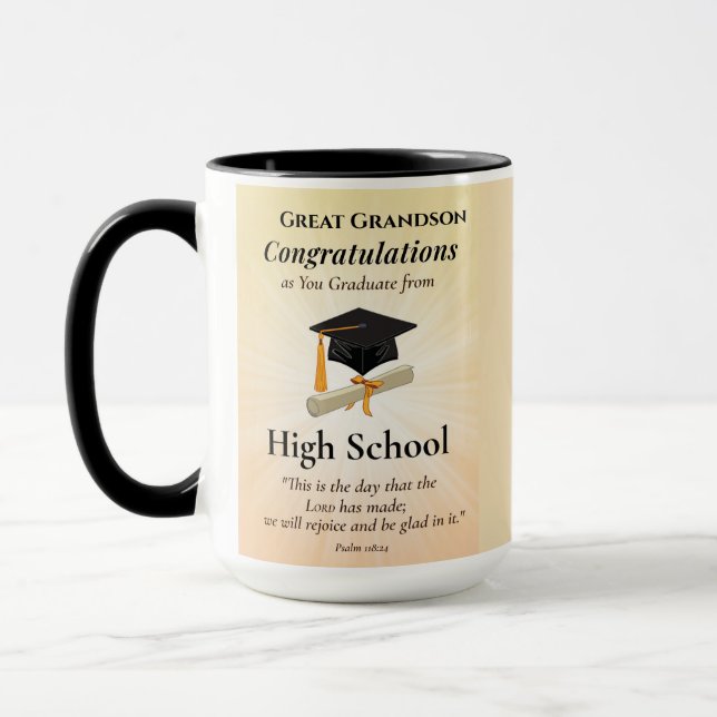 Religious High School Graduation Name Starburst Mug (Left)
